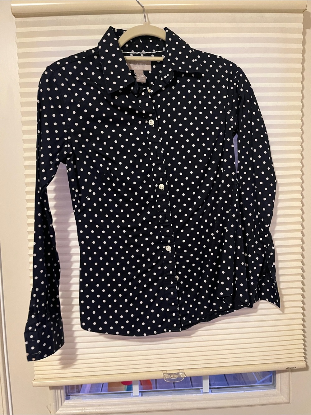 Banana Republic Navy Polka Dot Button-Down Shirt